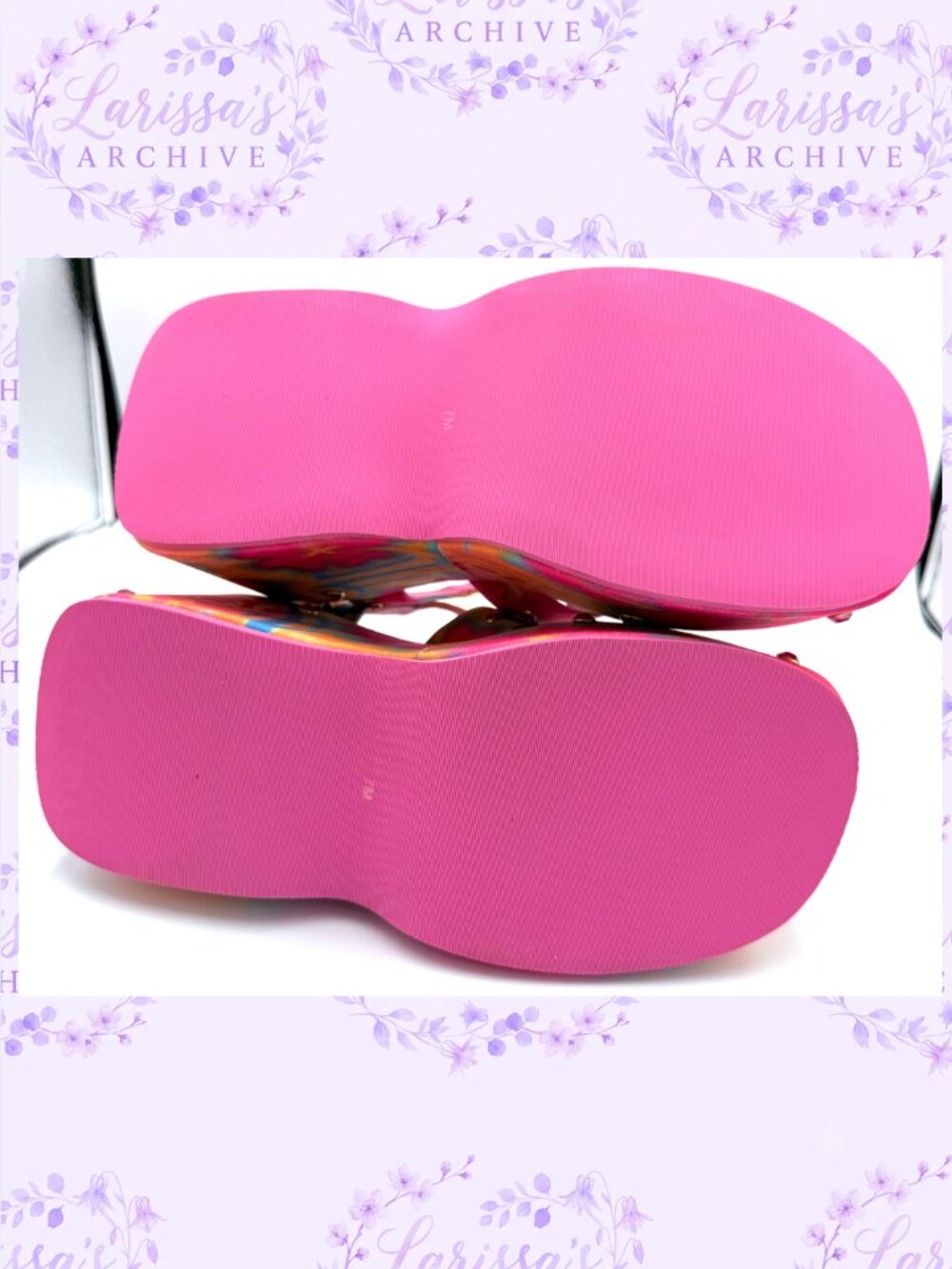 Club Exx by Dolls Kill | "Island Time" Neon Platform Sandals | Size 7 - Picture 7 of 16